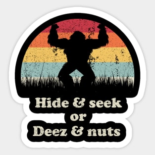 hide and seek or deez nuts ? funny saying deez nuts Sticker